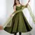 Mehndi chanderi pure roman silk anarkali suit