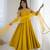Yellow color chanderi pure roman silk anarkali suit