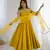 Yellow chanderi pure roman silk anarkali suit