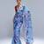 Blue printed organza saree