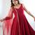 Red color chanderi pure roman silk anarkali suit