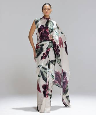 Multicolor printed georgette saree 1