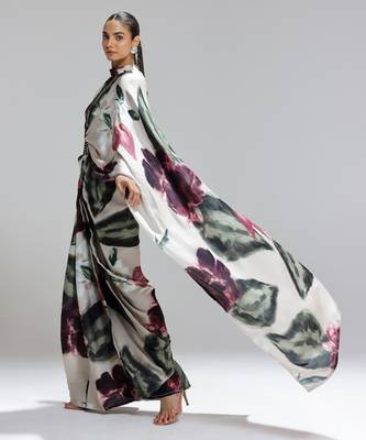 Multicolor printed georgette saree 2