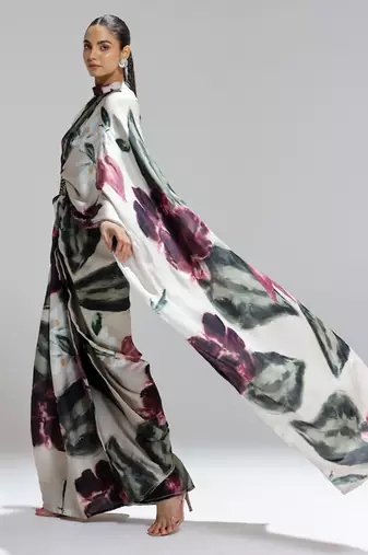 Multicolor printed georgette saree