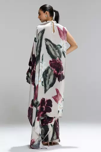 Multicolor printed georgette saree