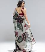 Multicolor printed organza saree
