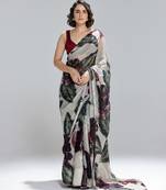 Multicolor printed organza saree