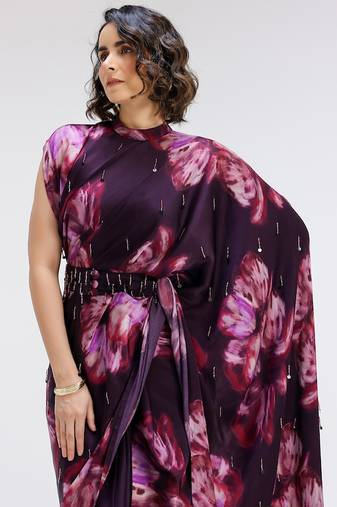 Multicolor printed georgette saree