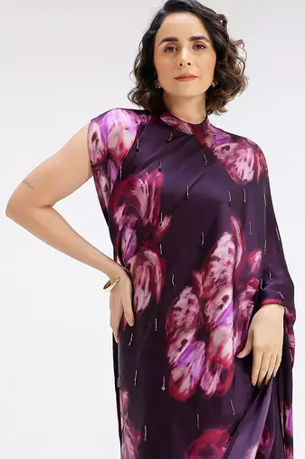 Multicolor printed georgette saree