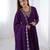 Purple designer embroidery beads and zari work gown with dupatta