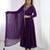 Purple designer embroidery beads and zari work gown with dupatta