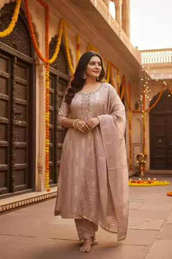 women's pink silk blend banarasi jacquard embroidered