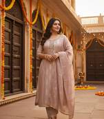 women's pink silk blend banarasi jacquard embroidered