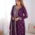 Wine color chinon silk three piece kurti suit