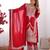 Red color vichitra silk three piece kurti suit