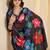 abstract printed art silk crepe saree with printed blouse