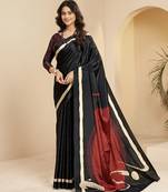 abstract printed art silk crepe saree with printed blouse