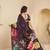 abstract printed art silk crepe saree with printed blouse