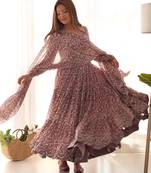 Pink faux georgette digital print anarkali suit