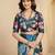 abstract printed art silk crepe saree with printed blouse