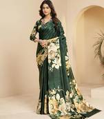 abstract printed art silk crepe saree with printed blouse