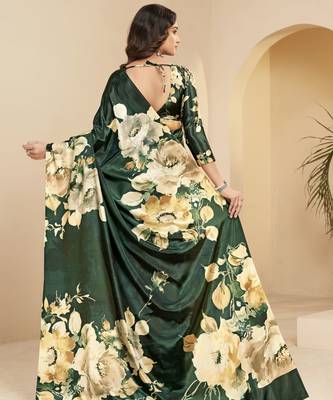 abstract printed art silk crepe saree with printed blouse 2