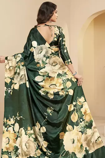 abstract printed art silk crepe saree with printed blouse