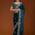 Blue color fendi satin embroidered work saree with blouse