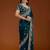 Blue color fendi satin embroidered work saree with blouse