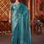 Sky blue color fendi satin embroidered work saree with blouse