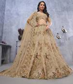 golden embroidered net lehenga choli With Dupatta