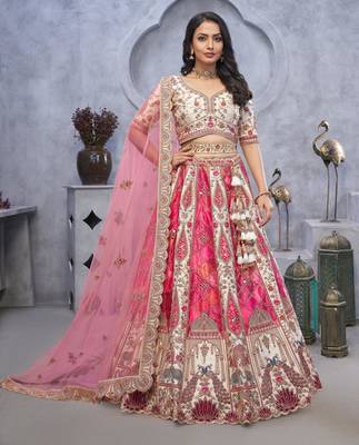 pink embroidered art_silk lehenga choli With Dupatta 1