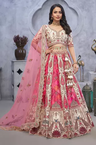 pink embroidered art_silk lehenga choli With Dupatta