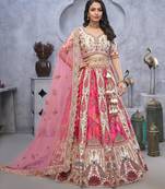 pink embroidered art_silk lehenga choli With Dupatta