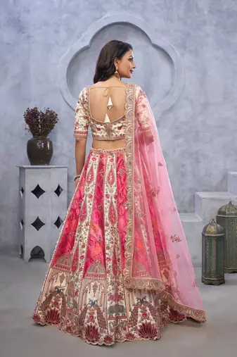 pink embroidered art_silk lehenga choli With Dupatta