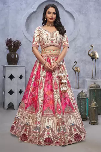 pink embroidered art_silk lehenga choli With Dupatta