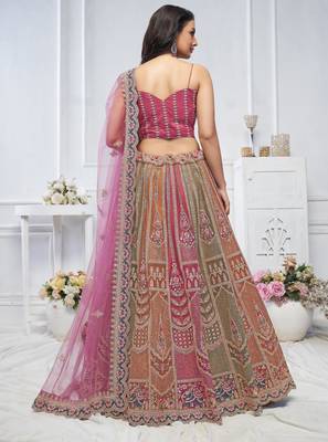 multicolor embroidered net lehenga choli With Dupatta 2