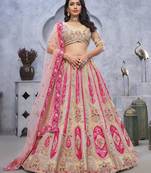 cream embroidered art_silk lehenga choli With Dupatta