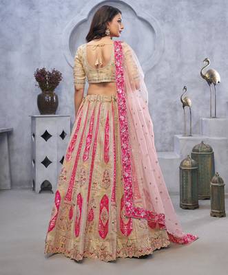 cream embroidered art_silk lehenga choli With Dupatta 3