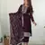 Wine rangoli silk three piece kurti suit