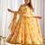Yellow faux georgette floral print anarkali suit