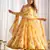 Yellow faux georgette floral print anarkali suit