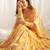 Yellow faux georgette floral print anarkali suit