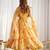Yellow faux georgette floral print anarkali suit