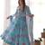 Sky blue faux georgette floral digital print anarkali suit