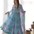 Sky blue faux georgette floral digital print anarkali suit