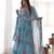 Sky blue faux georgette floral digital print anarkali suit