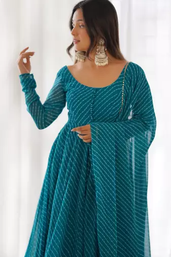 Rama laheriya print georgette three piece anarkali suit