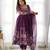 Wine color floral print organza three piece anarkali suit