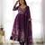 Wine color floral print organza three piece anarkali suit